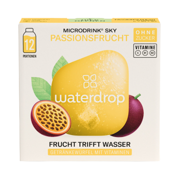 waterdrop Microdrink Sky Passionsfrucht, Getraenkewuerfel mit Vitaminen, ohne Zucker, 25g